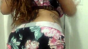 Big Tit Ebony Milf Dances In Bathroom