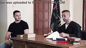 sexy lawyer helena negotiates dp with horny babe at court