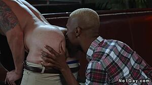 Interracial gay anal action in restaurant after hours