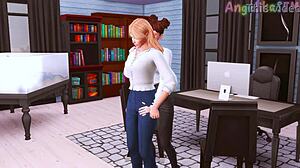 Futanari Boss Tests Secretary's Throat with Massive Dick in Sims 4 Hentai