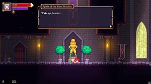 scarlet maiden explores gloryhole with futanari blowjob in caves.