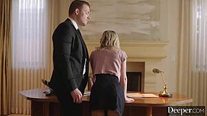 Submissive Secretary Demi Dominated and Spanked in Office