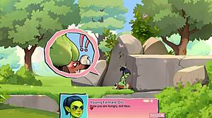 horny orc girl face-sits lucky boy in game?