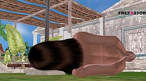 i'm obsessed with this cute 3d cartoon girl using a cucumber.