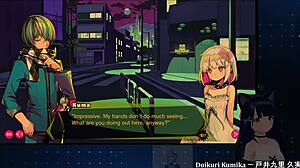 in this hentai game, chainsaw girl dohna dohna performs stylish blowjob and fights with chains