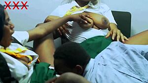 Long Dick Teacher Bangs Two Naughty Girls in Office Threesome