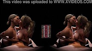 vreal 18k cgi threesome with harley quinn and alexa in double titfuck action