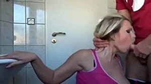 chubby girlfriend milf sucks for facial