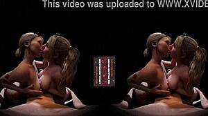 vreal 18k cgi threesome with harley quinn and alexa in double titfuck action