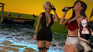 Steps of Debauchery 31 features sexy babes on public beach