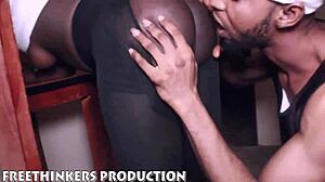 Round Ass Naija Girl Takes Neighbor's Big Cock for Christmas