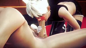 Yaoi femboy alan gives handjob and blowjob in anime style 😘