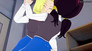 Android 18 and Videl Engage in Lesbian Sex