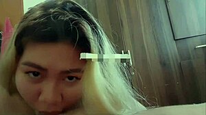 The cute ASIAN COWGIRL SUCKS huge cock before ANAL CREAMPIE