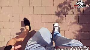 I met a german slut teen for outdoor pov sex on the street