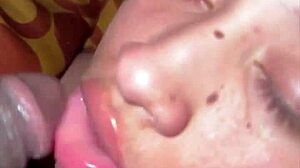 she keeps sucking my big cock after i cum in her mouth during pov blowjob.