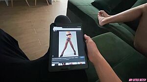 Sexy roommate rides my dick and gets huge cumshot on black stockings bent over blowjob