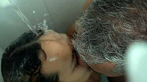 Rough shower sex with stepdad pounding my tight hole!
