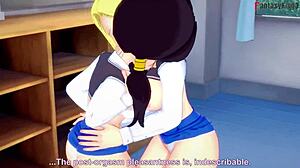 Android 18 and Videl Engage in Lesbian Sex