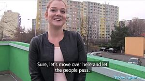 Damn! Innocent ginger girl screwed over car bonnet in public!