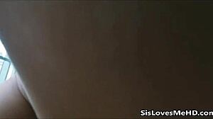 Petite blonde teen gives blowjob and fucks her horny step brother