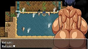 Tanned girl natsuki hentai game episode 27 public bath scene