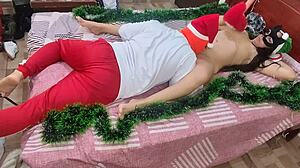 sucking stepmother's big ass and pussy for christmas