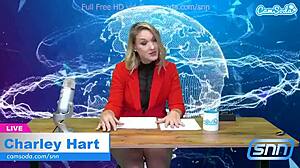 Hot milf subtly rides sybian to orgasm while delivering the news on webcam