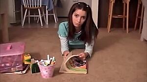 teen pokes crayon in tight cunt