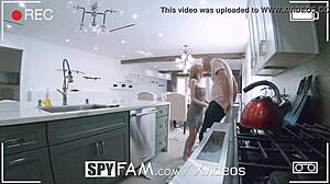 Spyfam horny step sister leaves dildo in dishwasher, monster cock teasing 😈🔥