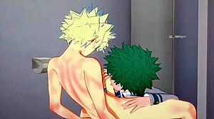 Intriguing My Hero Academia Yaoi Scene With Midoriya And Bakugou In Costumes.