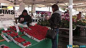 Busty Milf Plays with Dildo in Public POV