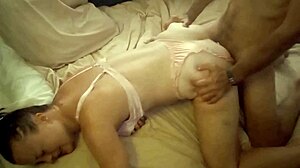 Sexy O2 Slut in Black Satin Dress Fucked Hard Doggystyle!