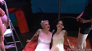 Tattooed Whore Gulps Down Piss In Hardcore Group Oral Fetish Session