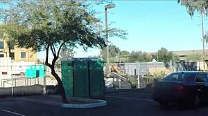 Porta Gloryhole Blowjobs at Construction Site Outhouse