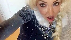 Elsa Cosplay Blonde Teases in Sexy Outfit