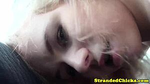 Hitchhiking European Blonde Fucked Close-Up in Public Outdoor Scene
