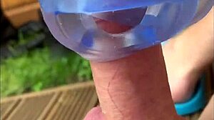 Masturbating with fleshlight toy in public and private locations using shaved cock.