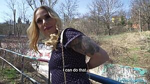 Horny blonde flasher creampied in tunnel! 🔥