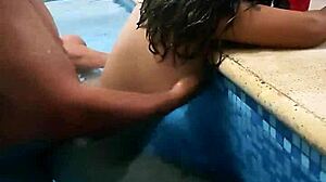 Mature man invites us to record at the pool