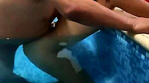 Mature man invites us to record at the pool