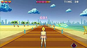 roller babe hentai game with outdoor bdsm domination by muscular guys on bound ass