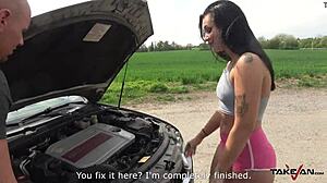 Dirty Whore Gets Smashed Hard in Take-Van with Wild Outdoor Action.