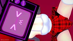 Hentai woman burning to strip skirt in love hotel