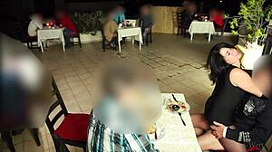 Extreme Public Handjob In Restaurant