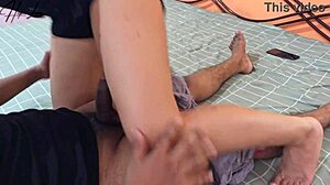 Cute Girl Rides Best Friend's Big Cock in Bed! 🔥