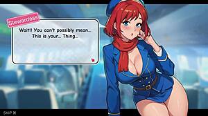 honeysun gameplay, redhead stewardess in cosplay, wanna join the flight?