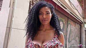 german scout - slim latina ebony tina fire with big tits gets picked up and drilled