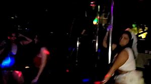 Naughty amateurs dance on pole in bisexual milf swing house
