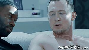 pierce paris and taye scott, muscular hunks, have interracial anal sex with monster cocks and riding.